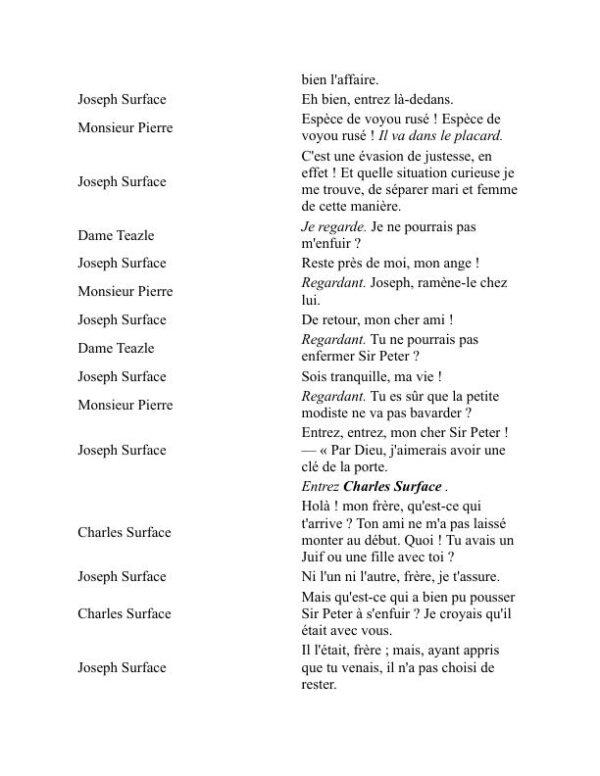L'école du scandale - Richard Brinsley Sheridan (The School for Scandal - Francais) - Image 2